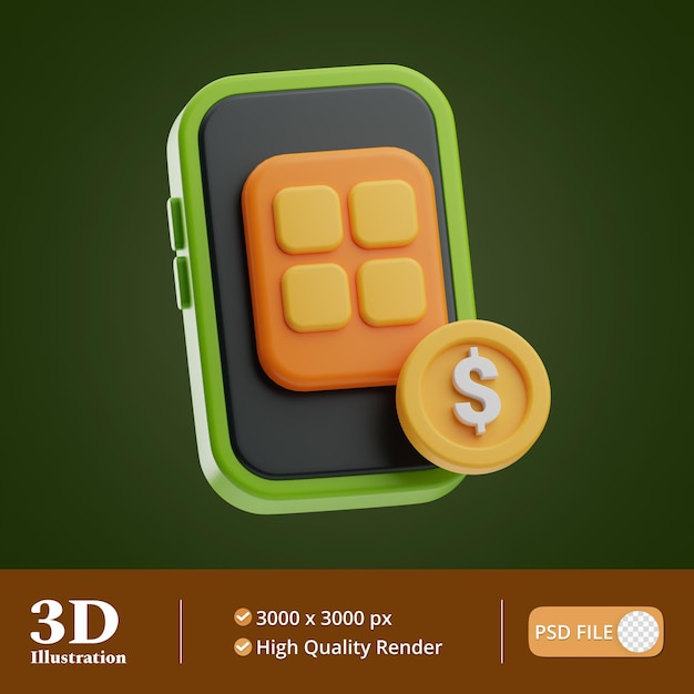 Note and finance smart phone illustration 3d