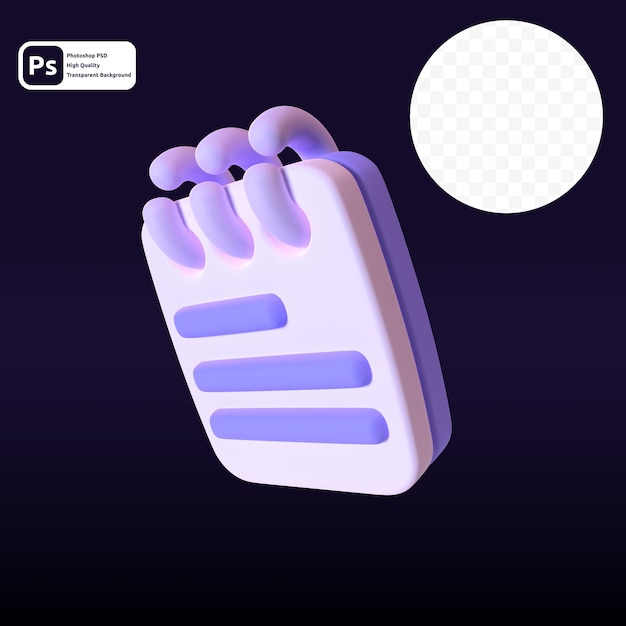 note in 3d render for graphic asset web presentation or other