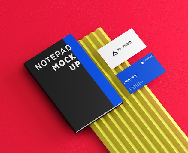 PSD note pad and business card mockup