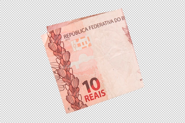 Nota di dieci reais brasiliani png sfondo trasparente