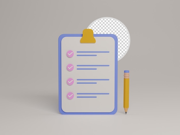Notebook and pencil 3d icon isolated with transparent backgroud