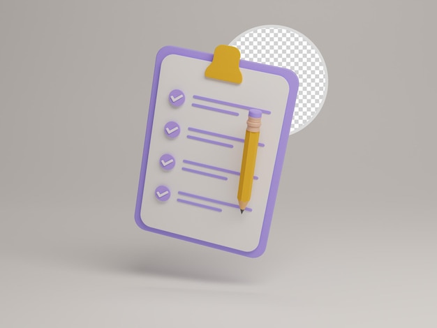Notebook en potlood 3D-pictogram geïsoleerd met transparante achtergrondgeluid