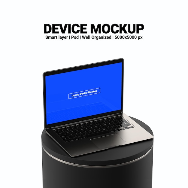 notebook laptop screen 3d render mockup with editable design and transparent background