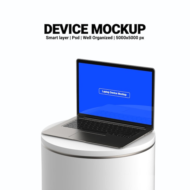 notebook laptop screen 3d render mockup with editable design and transparent background