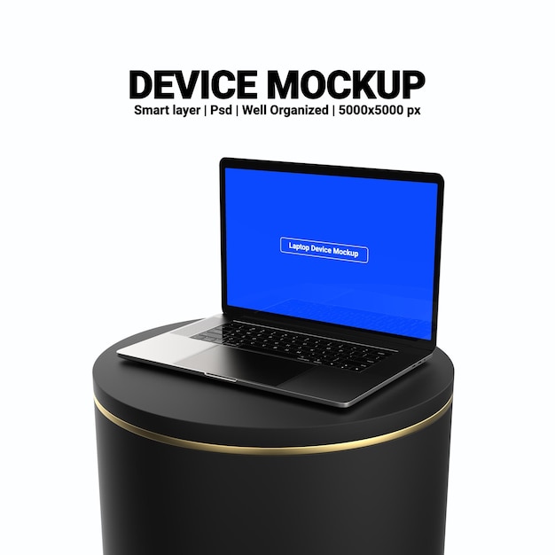notebook laptop screen 3d render mockup with editable design and transparent background
