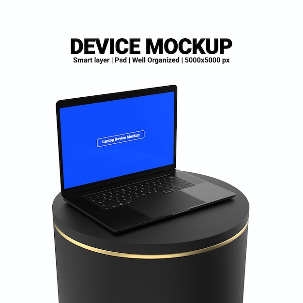 notebook laptop screen 3d render mockup with editable design and transparent background