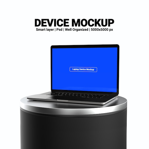notebook laptop screen 3d render mockup with editable design and transparent background