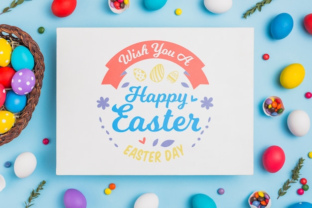 PSD taccuino mockup concetto di pasqua