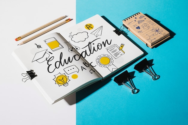 PSD notebook mockup for education concept