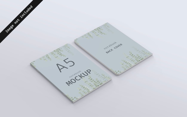 PSD notebook mockup front cover and back cover