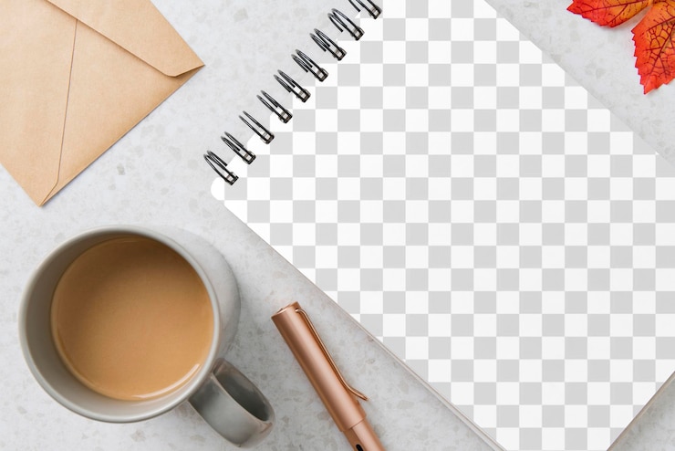 PSD notebook mockup png autumn stationery flat lay design