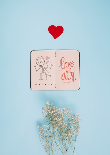 Mockup di notebook per san valentino