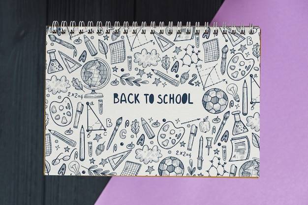 Notebook mockup with back to school concept