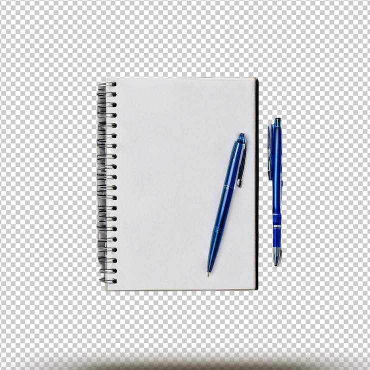 PSD notebook and pen isolated on transparent background