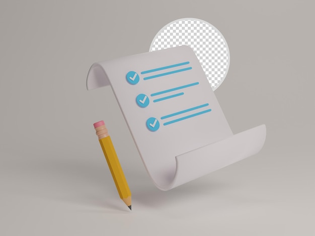 PSD notebook and pencil 3d icon isolated with transparent backgroud