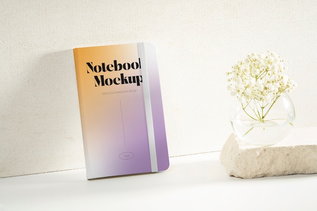 PSD notebook and plants mockup