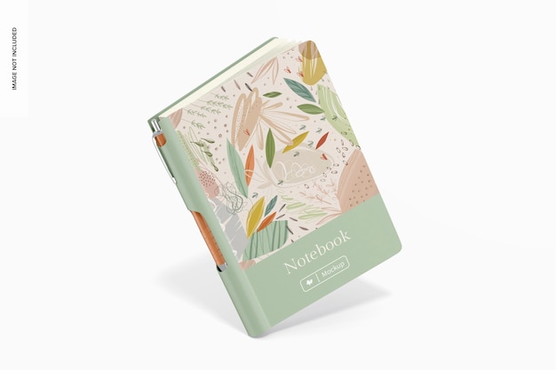 notebook with lateral pen holder mockup
