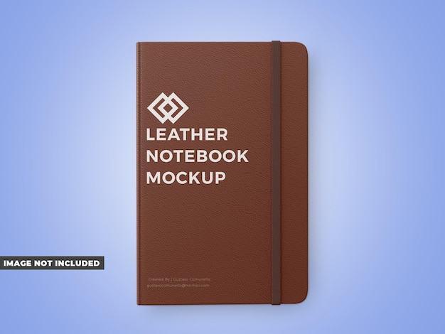 notebook with leather cover mockup top view psd
