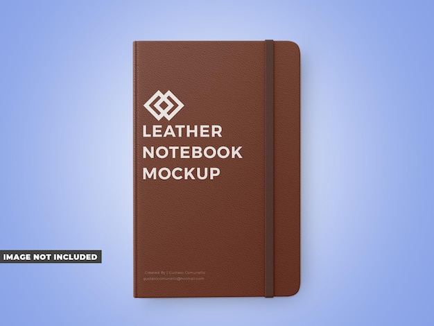 Notebook with leather cover mockup top view psd