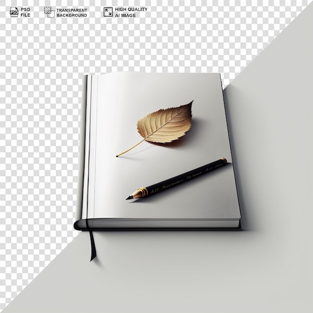 PSD notebook with pen isolated transparent background