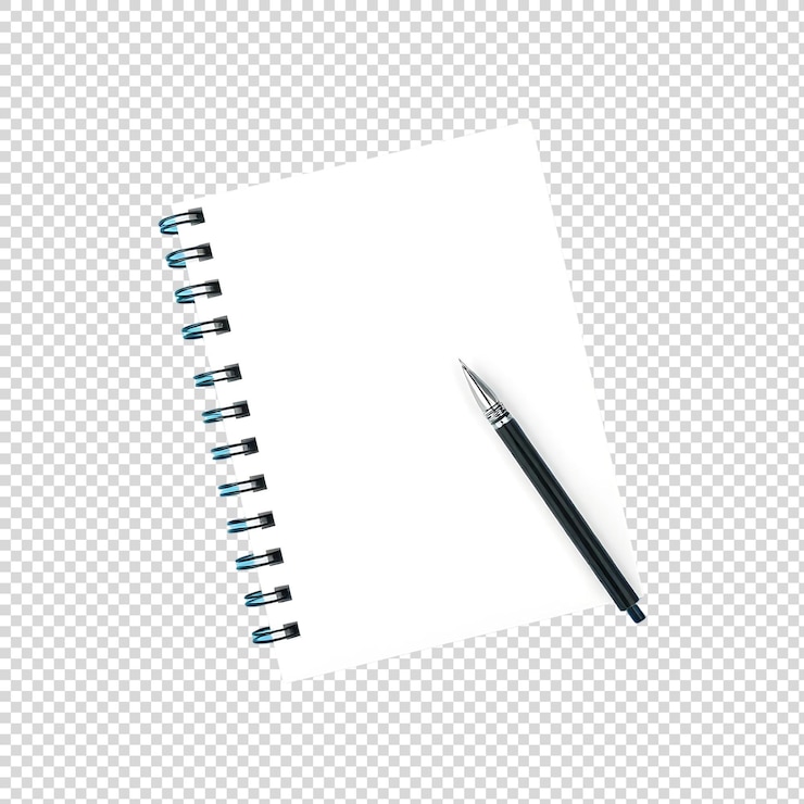 PSD a notebook with a pen on it and a pen on the top