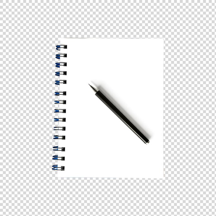 PSD a notebook with a pen on it and a pen on the top