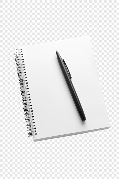 a notebook with a pen on a transparent background