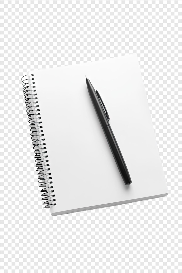 PSD a notebook with a pen on a transparent background