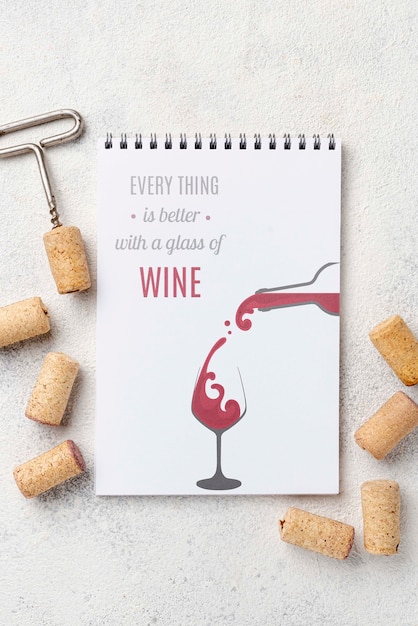 PSD notebook with wine stoppers