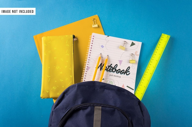 Notebooks in bag mockup