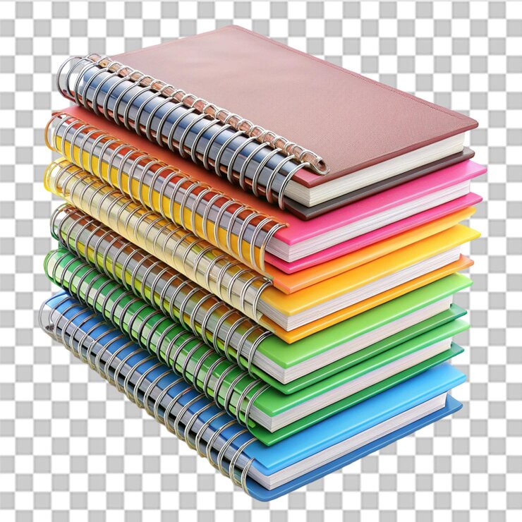 PSD notebooks isolated on transparent background