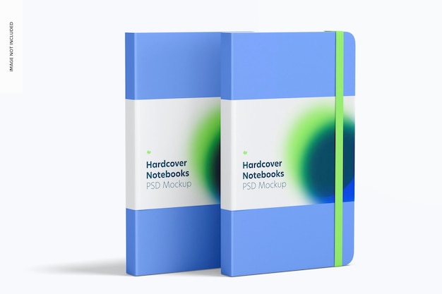 Notebooks met harde kaft en model met elastische band, links aanzicht