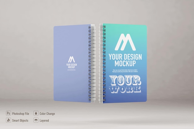 Notebooks mockup isolated on soft color background