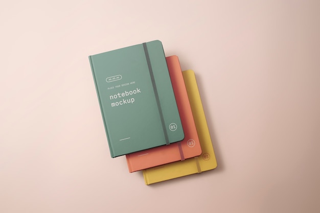 PSD notebooks with rubber band top view