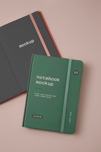 PSD notebooks with rubber band top view