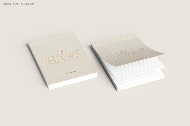 Blocco note a6 mockup aperto