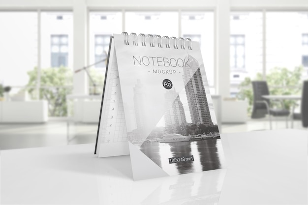 PSD notepad mockup on table