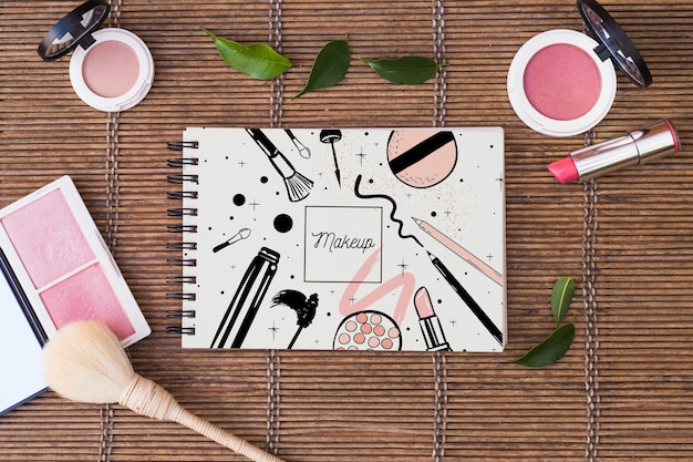 PSD notepad mockup with beauty concept