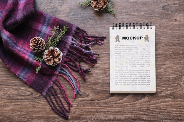 notepad mockup with christmas concept
