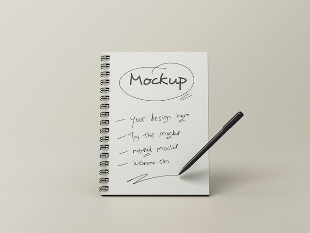 PSD mockup di blocco note con una penna