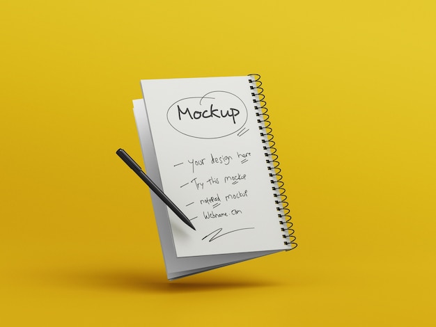 Notepad mockup with a pen