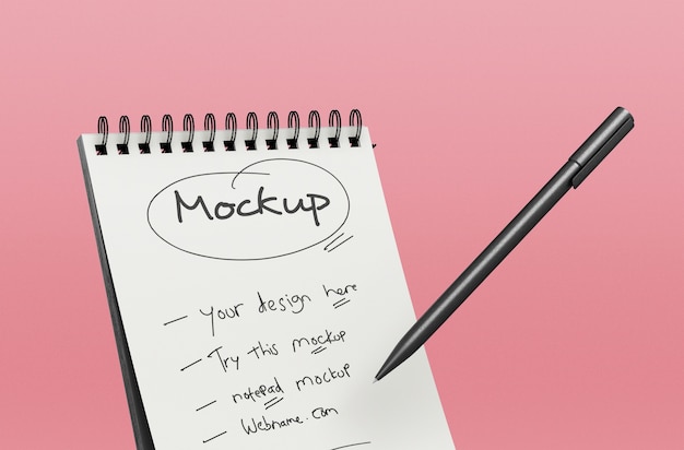 Notepad mockup with a pen