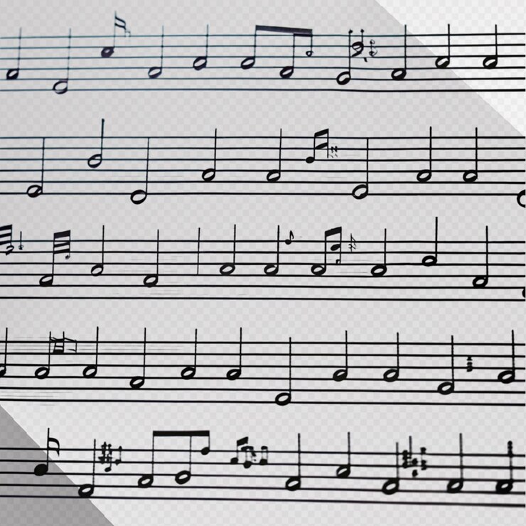 PSD notes gold on transparent background