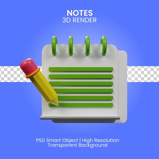 Notes icon 3d render isolated