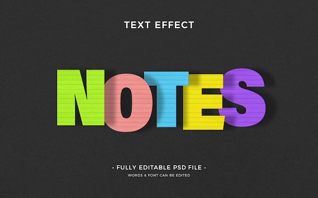 PSD notes text effect