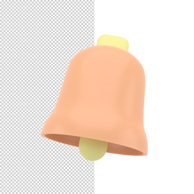 Notification 3D icon. Cute yellow bell. 3D Model render for design. 3d illustration.