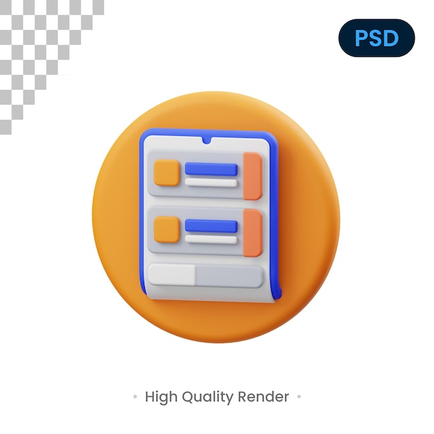 Notifica 3d render illustrazione psd premium