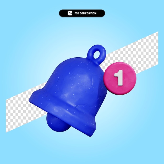 Notification bell 3d render illustration isolated