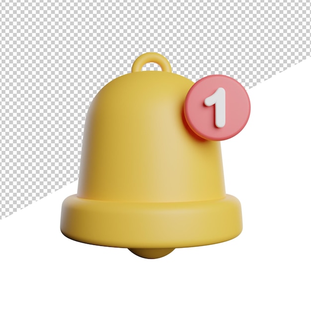 notification bell alert front view 3d rendering icon illustration on transparent background
