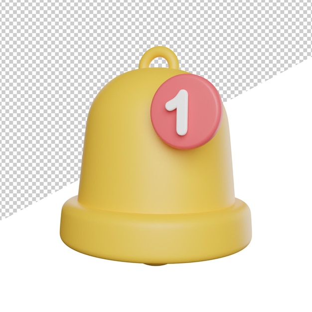 Notification bell alert side view 3d rendering icon illustration on transparent background